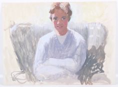 Mary Beresford Williams (born 1931), gouache, portrait of a seated lady. Signed 'M BW', 40cm x 54.