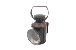 A vintage British Railway train signal lamp.