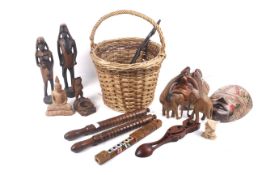 An assortment of 19th century and later treen.