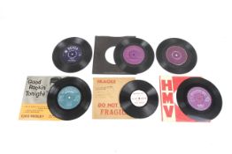 Elvis Presley - six unusual 45 RPM single vinyl records.
