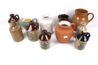 An assortment of vintage stoneware jugs and flagons.