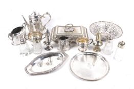 An assortment of 19th century and later silver plate.