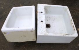 Two vintage Belfast ceramic kitchen sinks. Max.