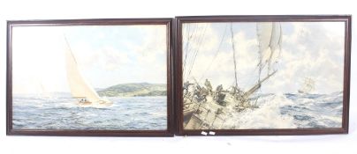 Two 20th century coloured prints of sailing boats.