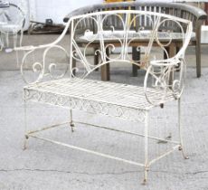 A 20th century wire-work garden bench.