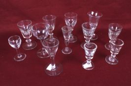 Twelve 18th and 19th century drinking glasses.