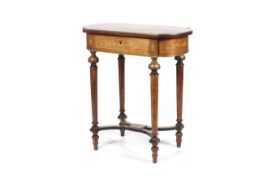 A circa 1900 walnut French Empire style lozenge shaped inlaid dressing table.
