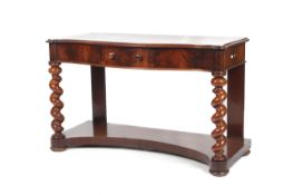 A Victorian mahogany serpentine shaped console hall table.