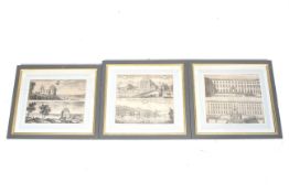 Three 19th and 20th century engravings of mostly Swedish stately homes and palaces.