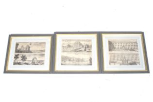 Three 19th and 20th century engravings of mostly Swedish stately homes and palaces.
