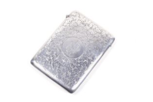 A silver card case.