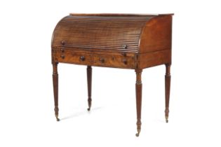 A 19th century mahogany tambour roll desk.