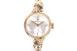 Hamilton. a lady's 9ct gold round bracelet watch, circa 1965.