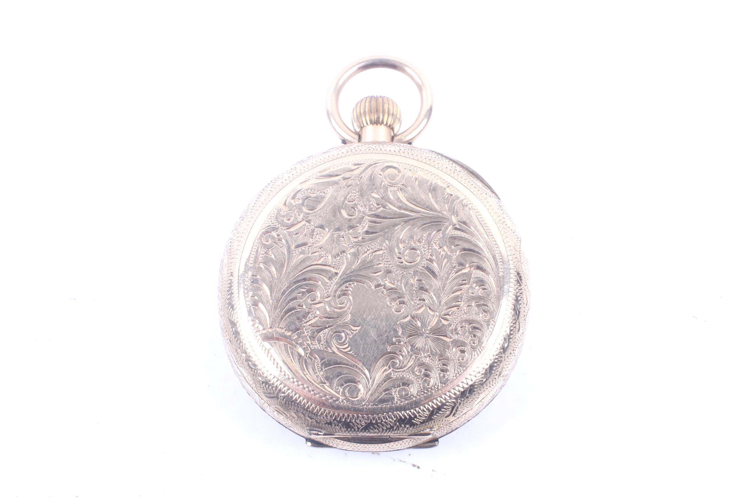An early 20th century gold open face keyless fob watch. - Image 2 of 4
