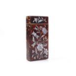 A 19th century tortoiseshell and mother of pearl inlaid rectangular etui case.