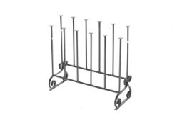 A contemporary wrought iron riding/wellington boot rack for six pairs,