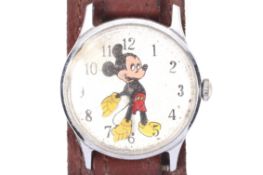 A Mickey Mouse stainless steel wrist watch.