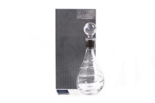 A Carr's Silverware Contemporary Collection silver mounted clear glass baluster shaped decanter and
