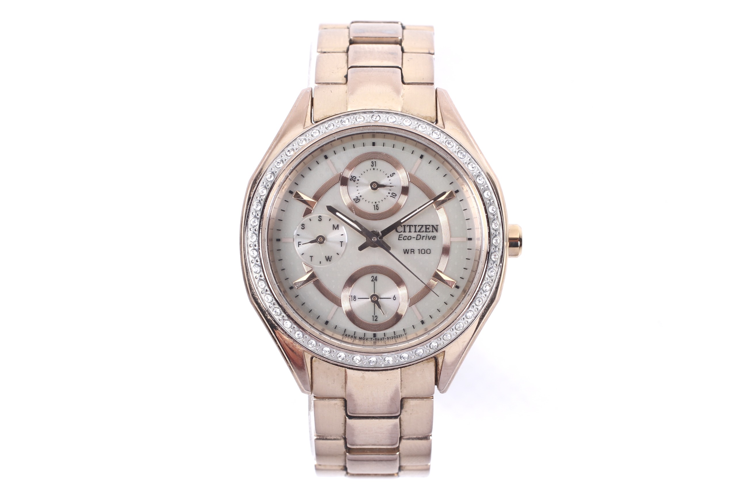 Citizen, Eco-Drive, WR100, a lady's stainless steel and gilt round bracelet watch. - Image 2 of 4