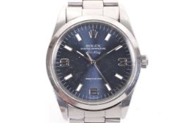 Rolex, Oyster Perpetual, Air King, Precision, a gentleman's stainless steel bracelet watch,