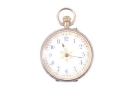An early 20th century gold open face keyless fob watch.