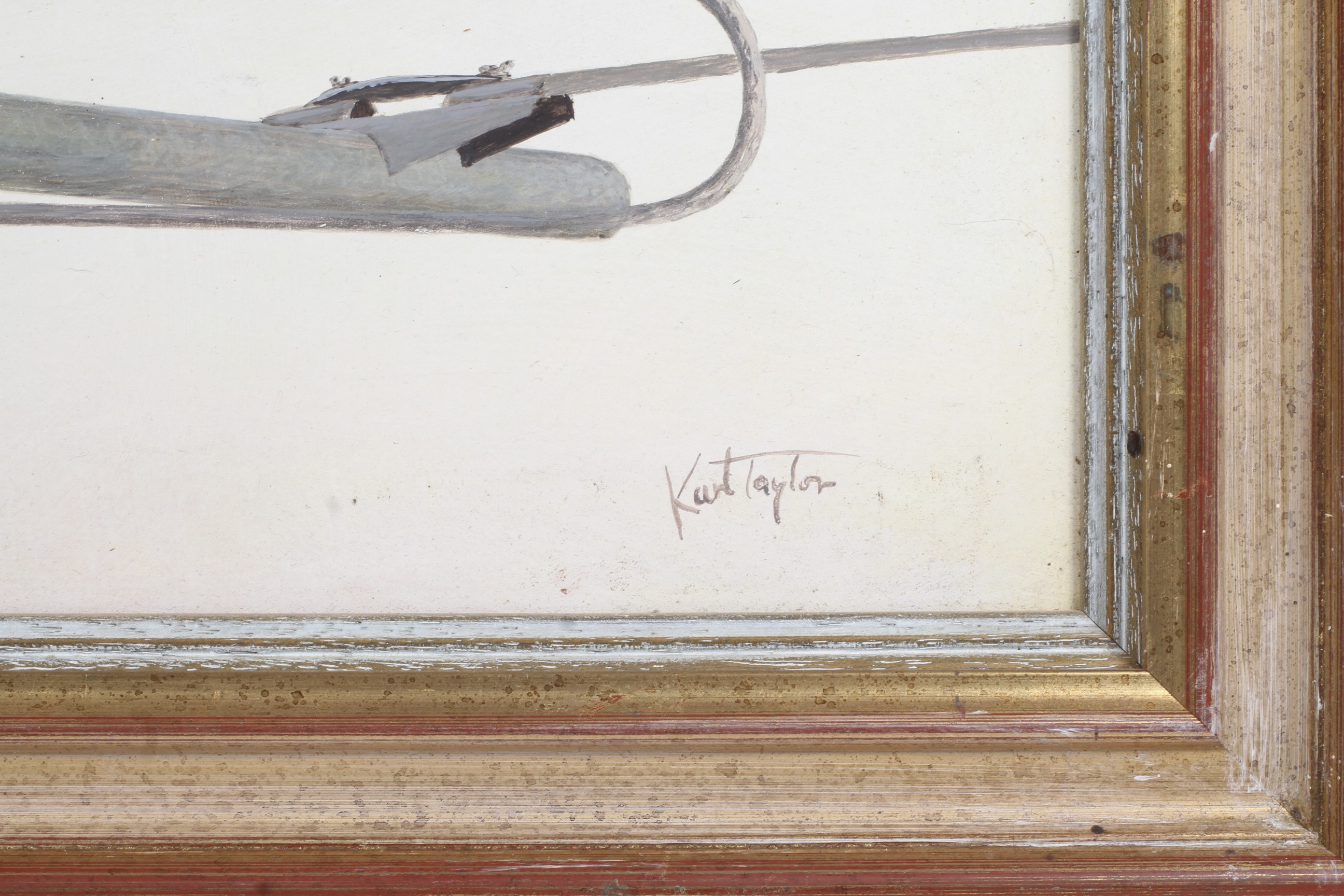 Karl Taylor, 20th century, oil on board, 'Urban Inhabitant Kestral'. Signed lower right, 37cm x 76. - Image 3 of 3