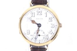 Electra, a gentleman's Swiss 18k round wrist watch, circa 1920 (lacking the winding crown).