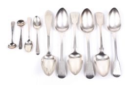 A collection of silver flatware to include a Channel Islands fiddle pattern table spoon.
