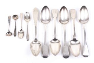 A collection of silver flatware to include a Channel Islands fiddle pattern table spoon.