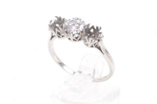 A vintage platinum and diamond ring.