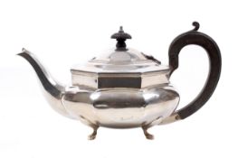 An early 20th century silver octagonal teapot.