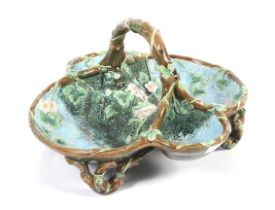 A Victorian George Jones majolica strawberry basket, circa 1873.