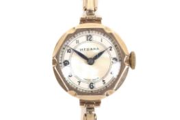 Medana, a lady's 9ct gold cased round bracelet watch, circa 1938.