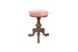 A Victorian revolving mahogany piano stool.