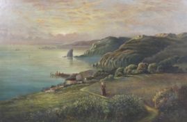 Circa 1900, English School, oil on canvas, figure looking out to sea on the South Coast.