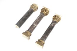 Architectural salvage - Three gilt composite stone and turned natural marble classical columns.