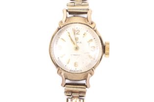 Cyma, a lady's 9ct gold cased bracelet watch, circa 1961.