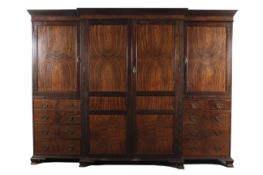 A Maples & Co mahogany quadruple breakfront compactum wardrobe.