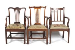 Three assorted Georgian carver chairs.