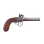 A circa 1860 percussion side hammer pocket pistol. With engraved sideplates.