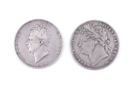 Two 19th century half crown coins.
