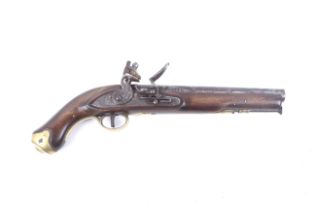 A Napoleonic era British military tower GR flintlock pistol. Circa 1800, complete with loading rod.