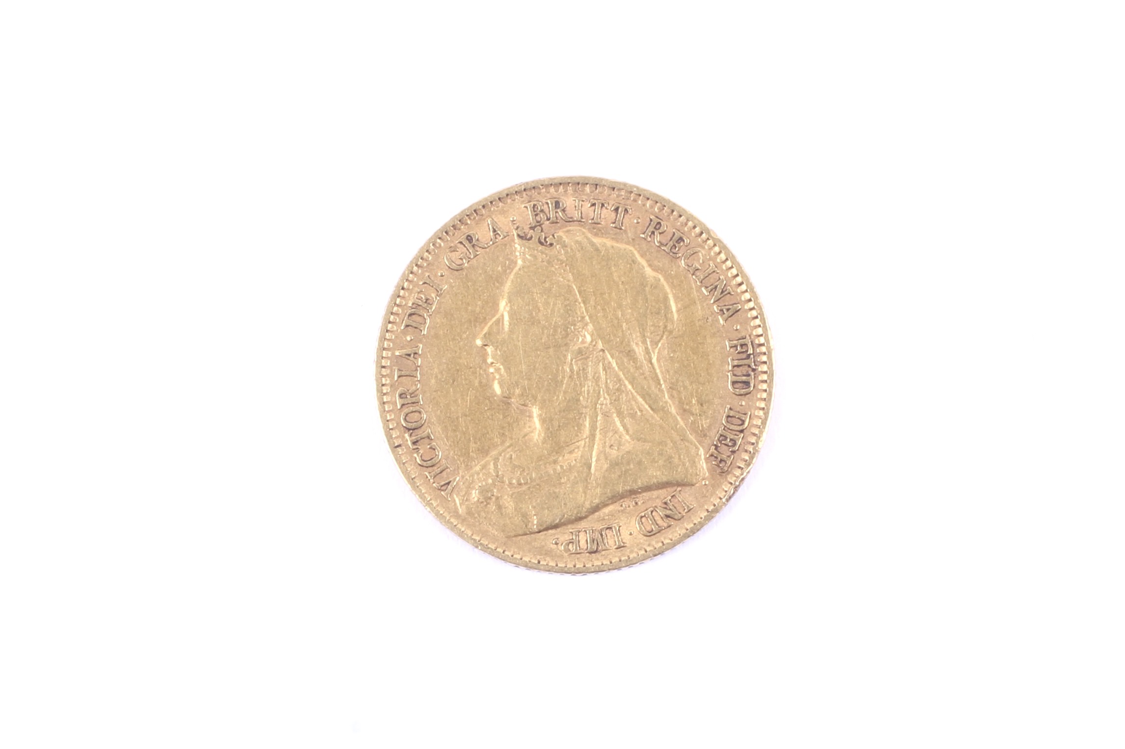 A Queen Victoria half sovereign coin. Dated 1893, 3.