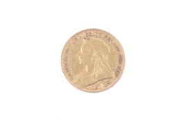 A Queen Victoria half sovereign coin. Dated 1893, 3.