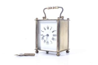 A small brass 20th century French carriage clock.
