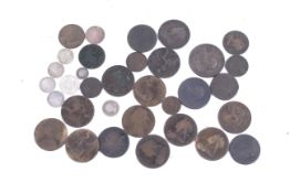A small group of mainly 19th century coins. Including silver and bronze examples.