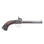 A circa 1860 percussion side hammer single barrelled pocket pistol.