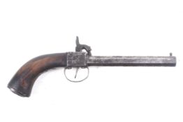 A circa 1860 percussion side hammer single barrelled pocket pistol.