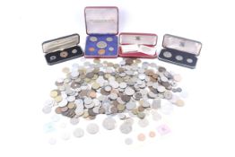A collection of world coins.
