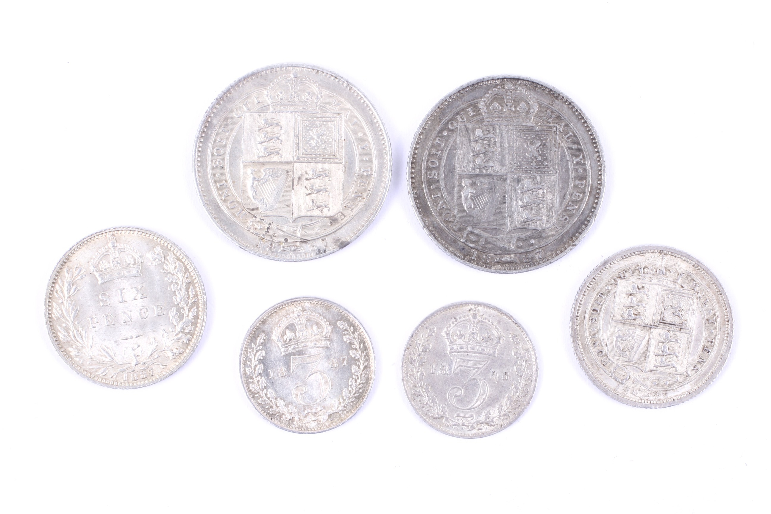 Six Victorian silver coins. - Image 2 of 2